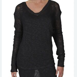 We The Free Gray Ocean Air Hacci Pullover Knit Top Small